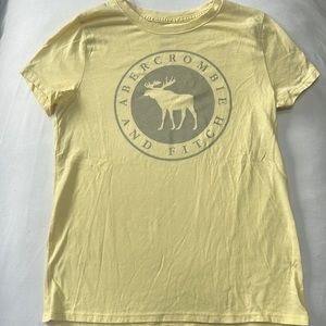 Abercrombie kids yellow shirt sleeve tshirt with Abercrombie moose logo on front